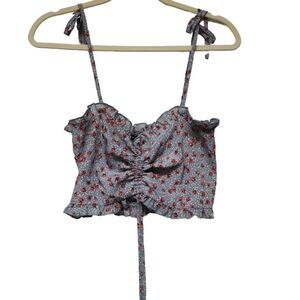 Bridge Cropped Floral Blue Y2K Cottagecore Top